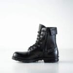 Black Samelin Hawk pilot military leather boots with side zipper and lace-up high ankle tactical design