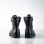 Back view of black Samelin Hawk pilot military leather boots with reinforced heel and high ankle support