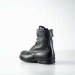 Black Samelin Hawk pilot military leather boots angled rear side view with high ankle support and durable outsole