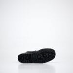 Black unisex winter leather boots outsole with deep tread pattern for traction on snow and cold weather surfaces