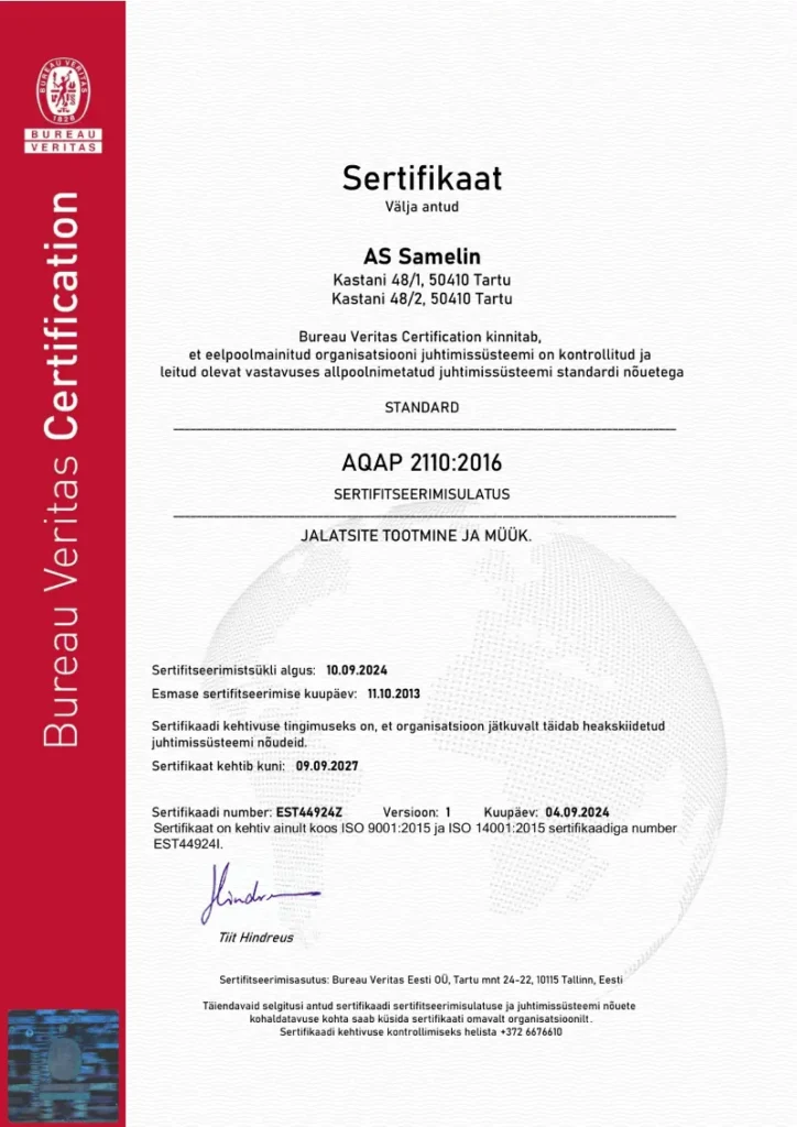 Samelin NATO-AQAP Certificate