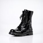 Samelin 511 patent black boot, front three-quarter view