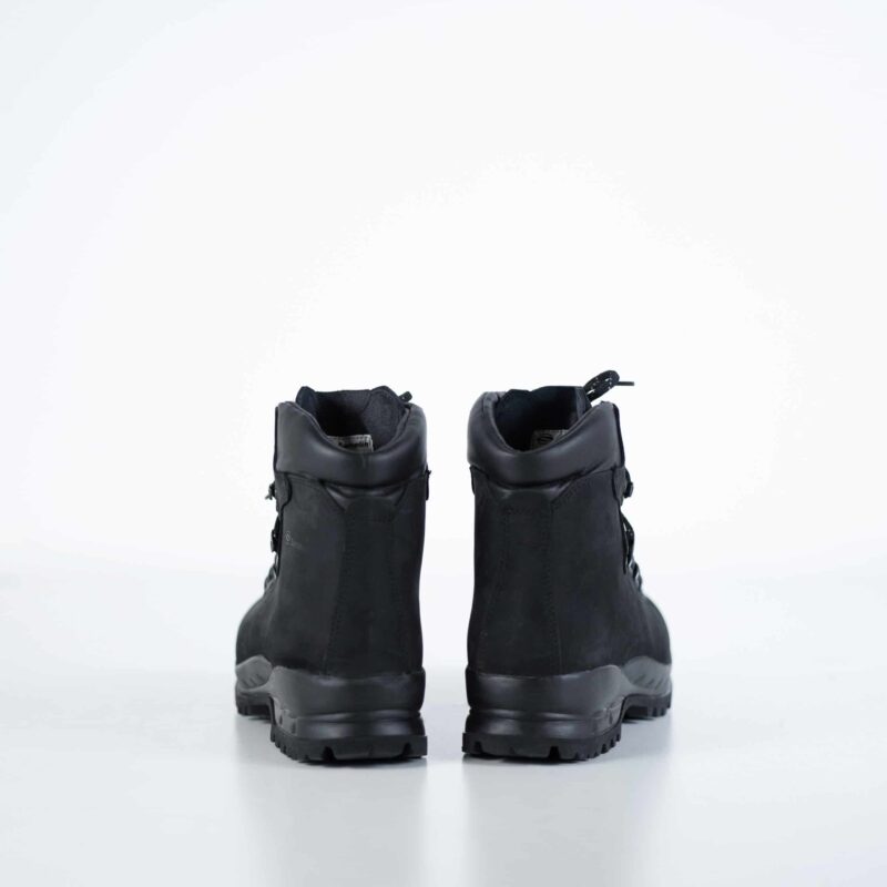 Pair of black Samelin 5531 hiking boots viewed from behind, showing padded collars, rear seams and heel tread edges.